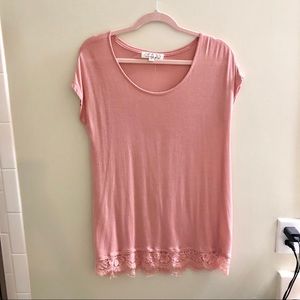 Blush Pink Lace Trim Top ✨Lowest Price✨